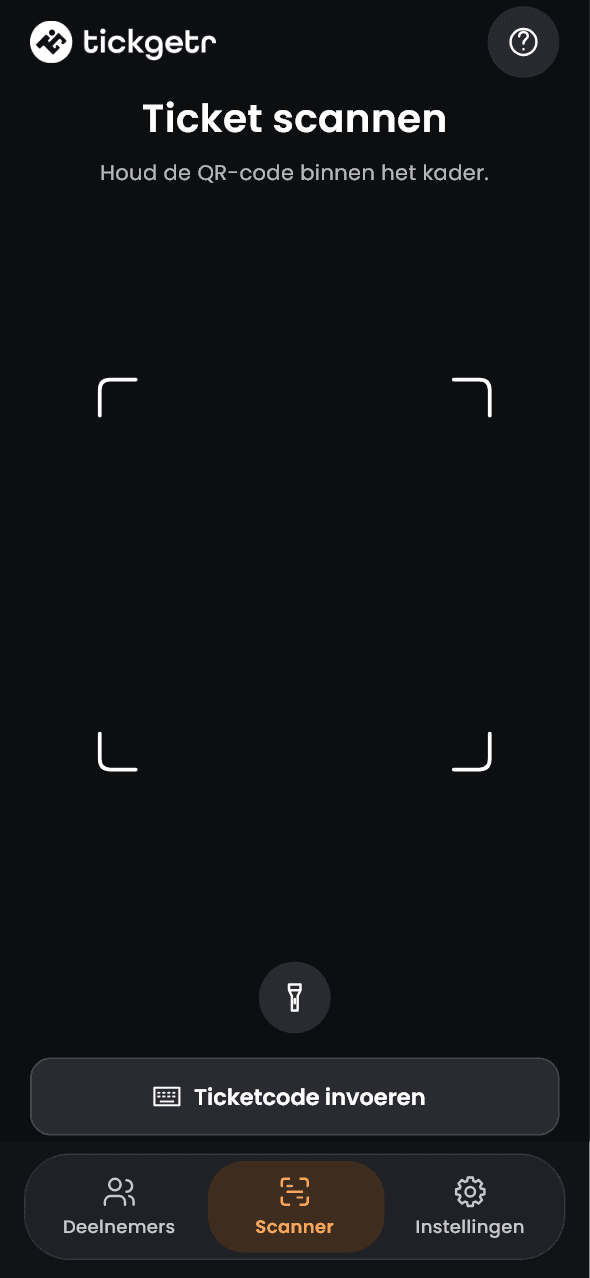 Ticket scanner in the Tickgetr app