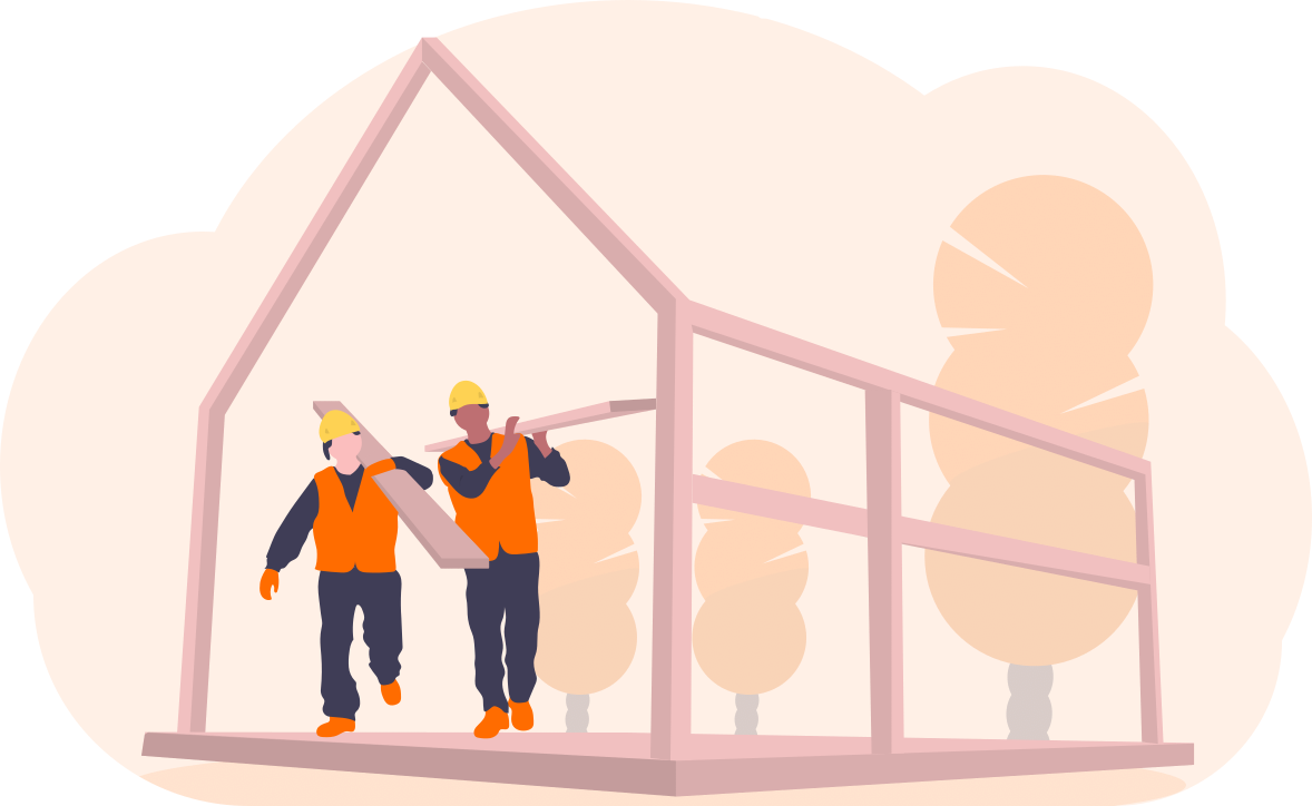 Illustratie van een website in opbouw.